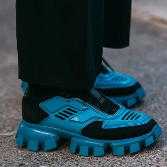 Prada Cloudburst Thunder Blue Black High Trainers Sneakers Men’s Size 9.5 - Picture 11 of 11